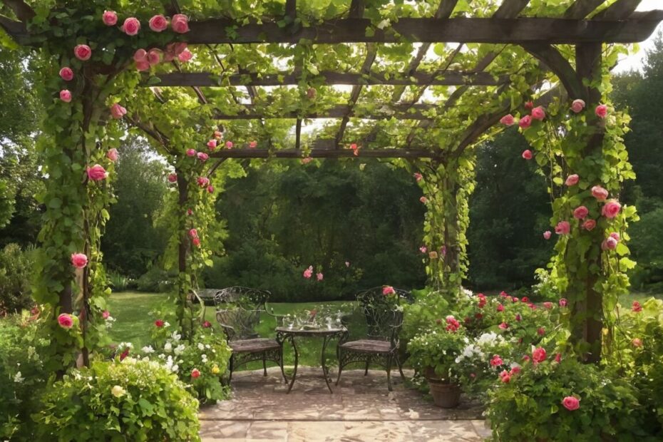 Pergola mit Wein, Rosen oder Clematis begrünen