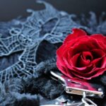 mask, handcuffs, rose flower, rose, black mask, eroticism, seduction, invitation, shackles, imagination
